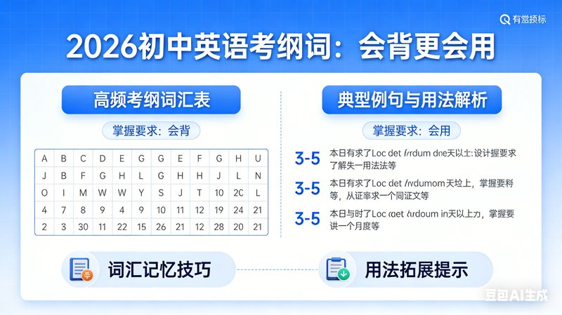 2026 初中英语考纲词：会背更会用