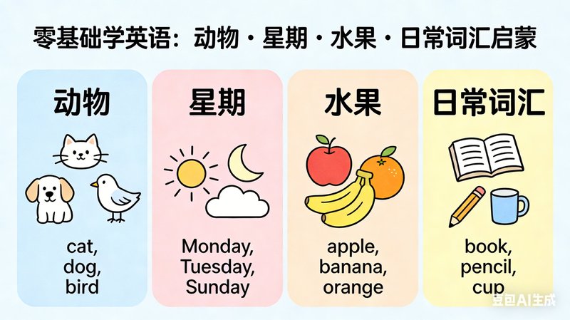 零基础学英语：动物・星期・水果・日常词汇启蒙